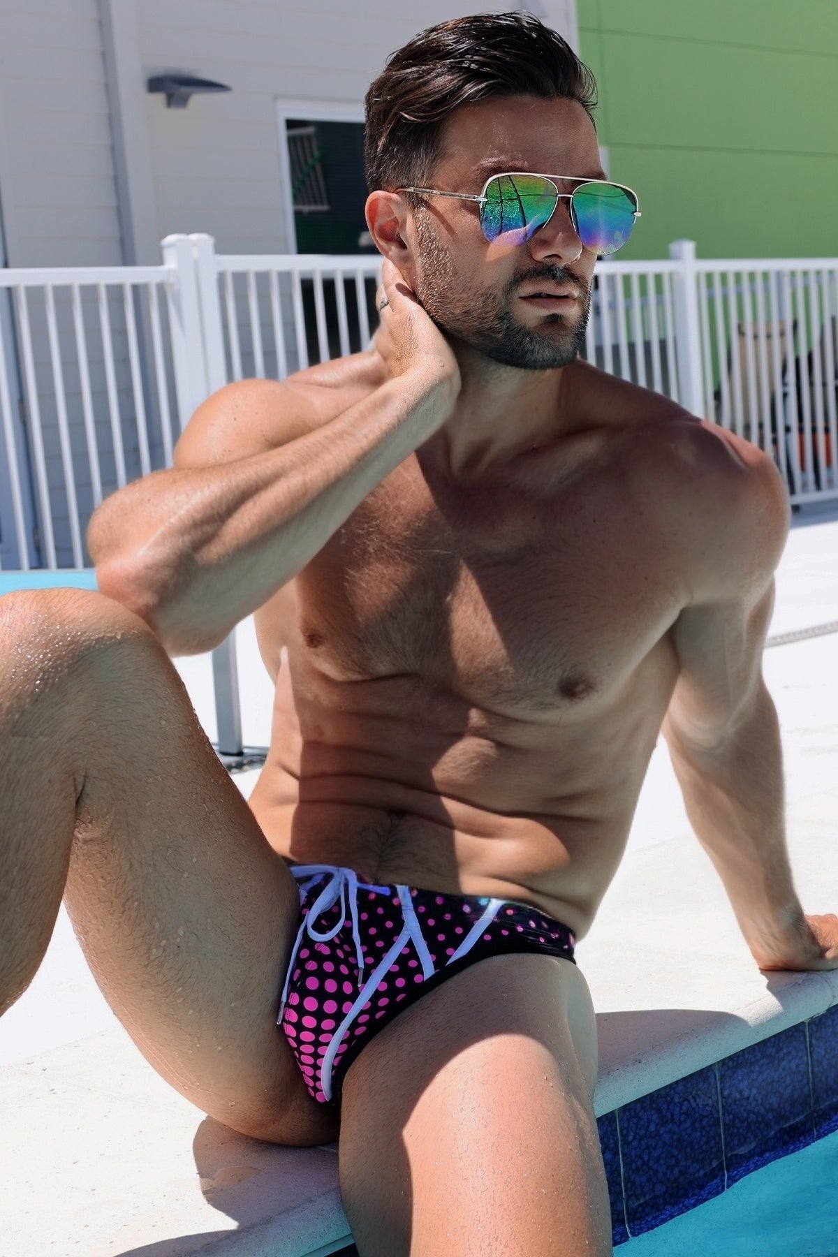 Daytripper Swim Thong - Pink Poppers - Breedwell