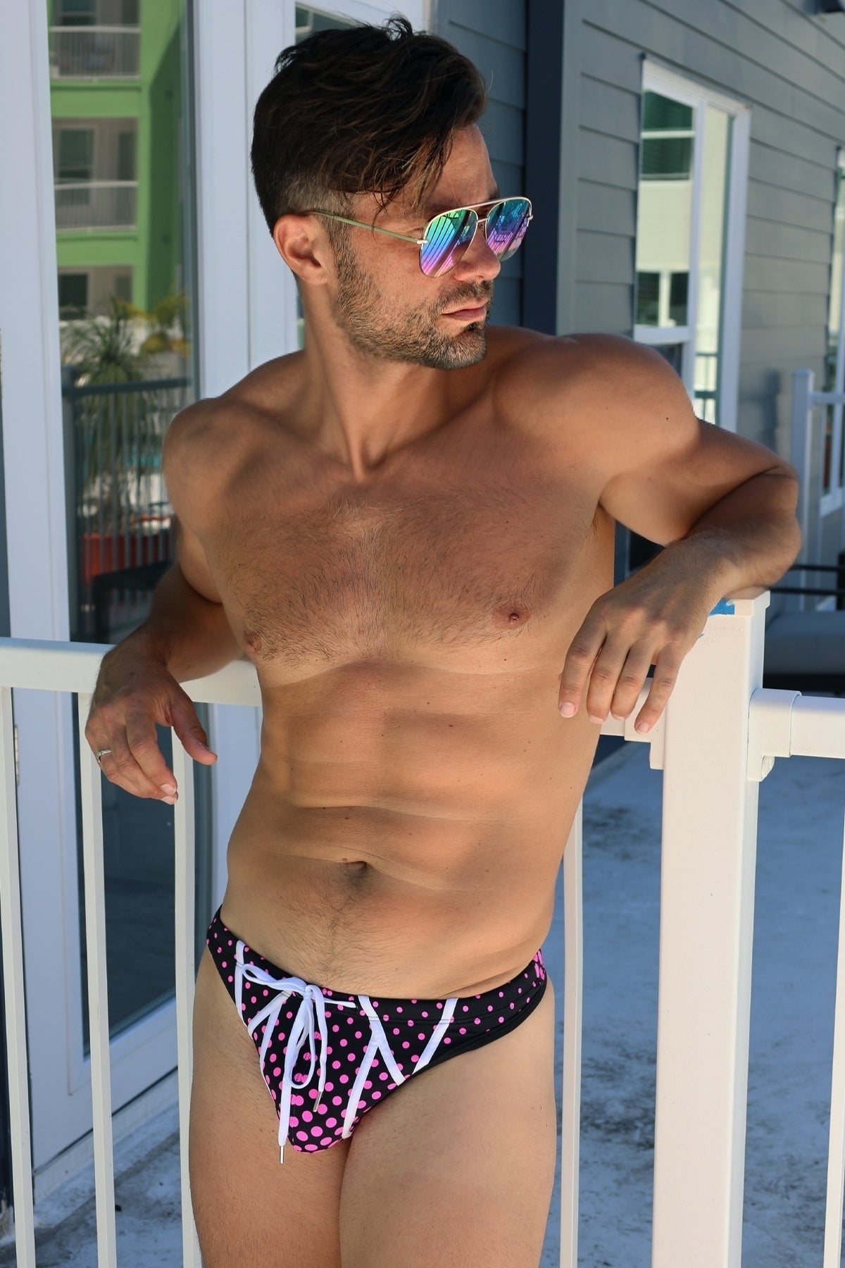 Daytripper Swim Thong - Pink Poppers - Breedwell